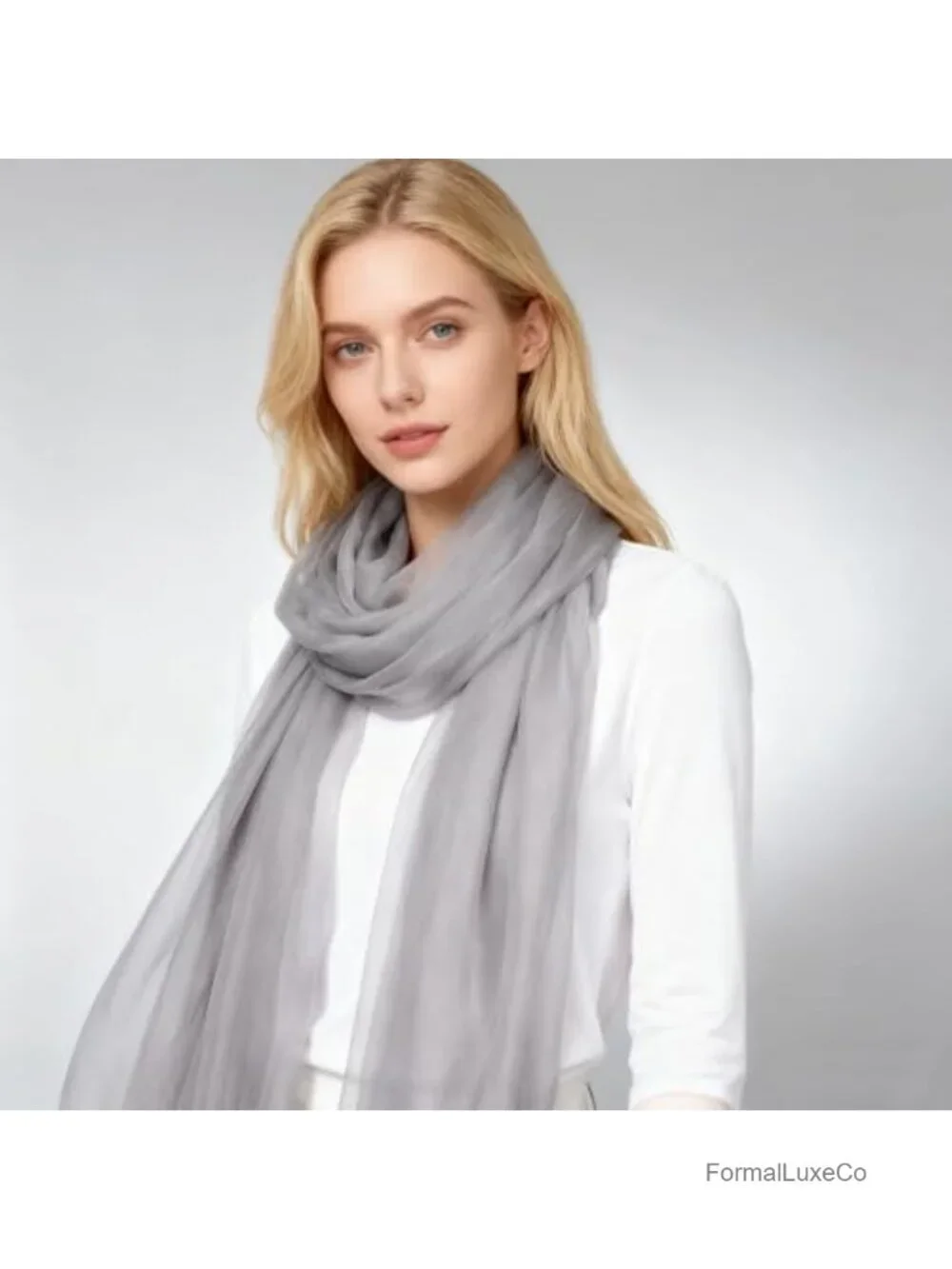 Solid Color Silk Feeling Scarf Wrap Long Lightweight Shawl